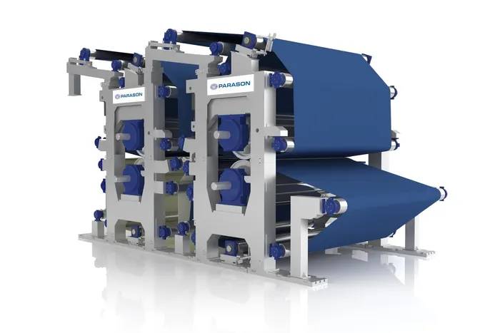 Press section with shoe press for a duplex board machine