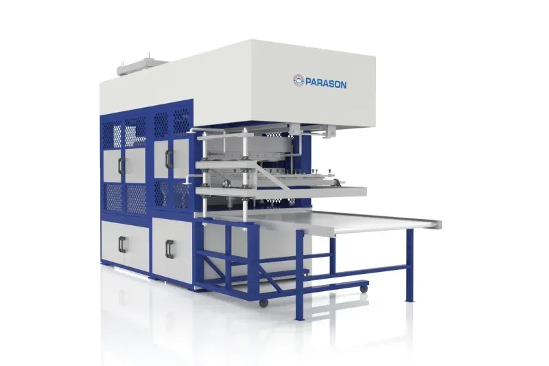 Máquina automática PFA-S1300 para fabricação de pratos de bagaço — placa de 1300x750mm produzindo 350-500 kg por dia