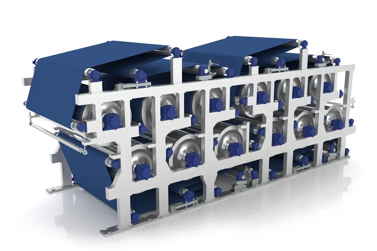 Pre-dryer section of Parason paper machine — steam-heated cylinder dryers