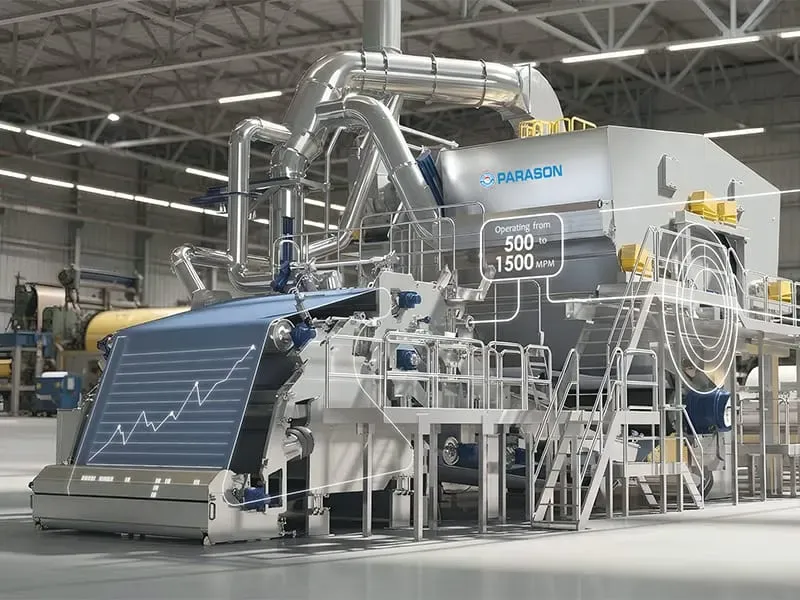 Parason tissue paper machine installation at client paper mill with complete production line running