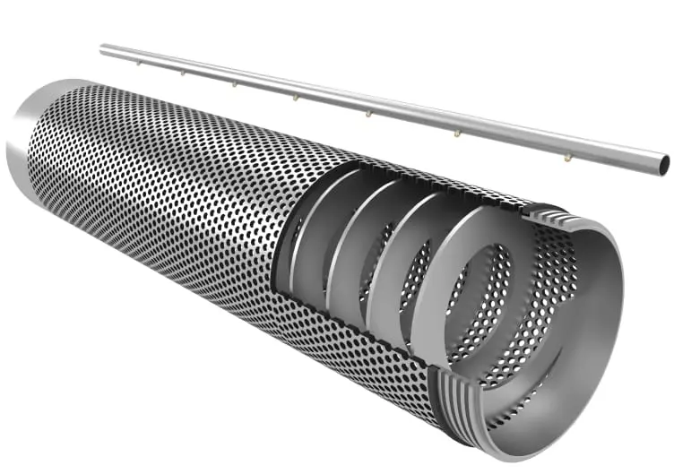 Trommel screen perforated drum with helical screw &mdash; SS-304 stainless steel construction