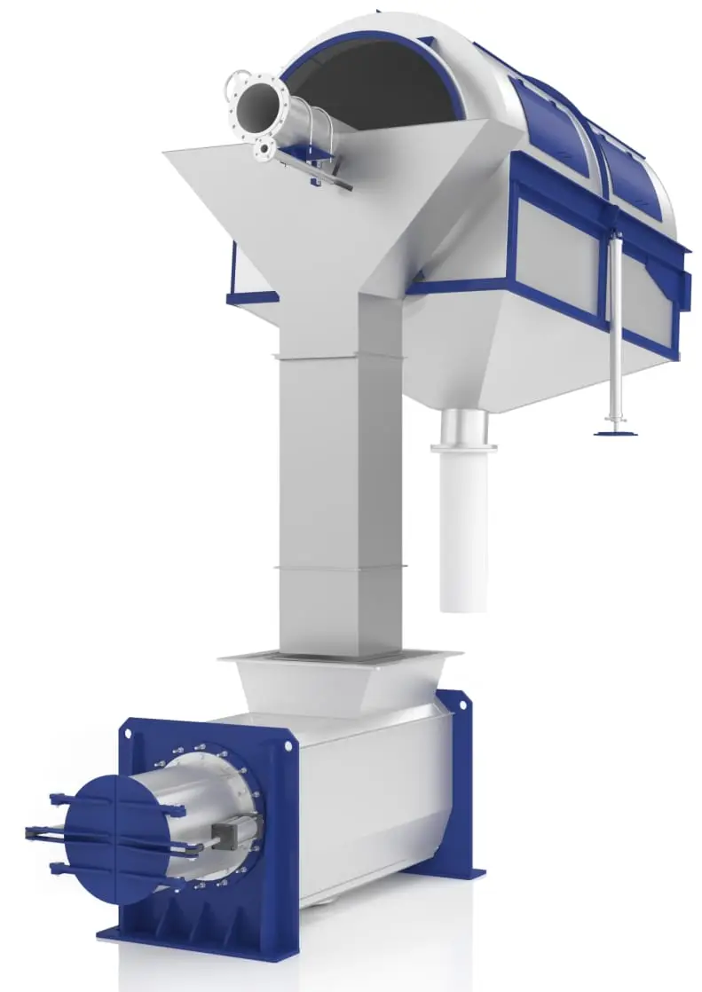 Inclined trommel screen with reject compacter &mdash; complete reject handling system