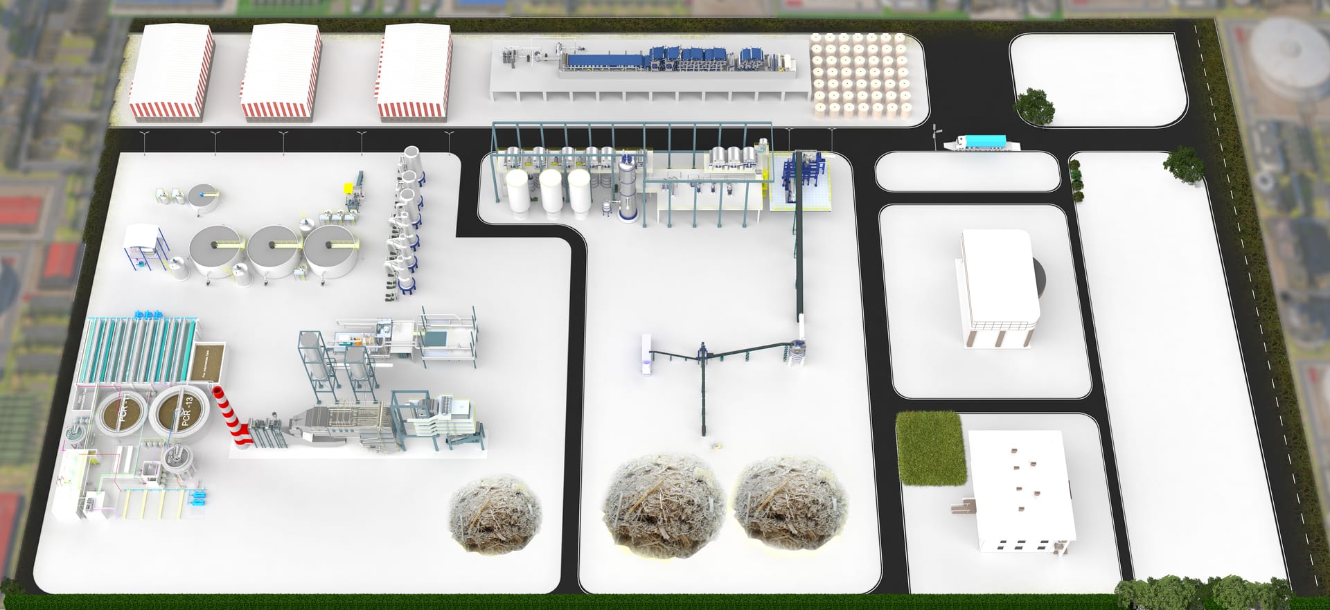 Layout da Linha de Produção de Polpação Agro e Madeira