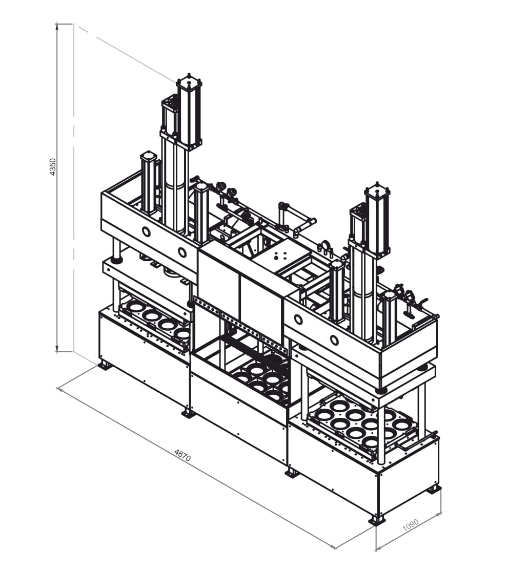 Machine Footprint Support Reciprocating Forming Machine | Molded Fiber Equipment