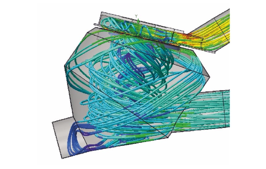 AFS CFD Flow Analysis showing asymmetric separation patterns