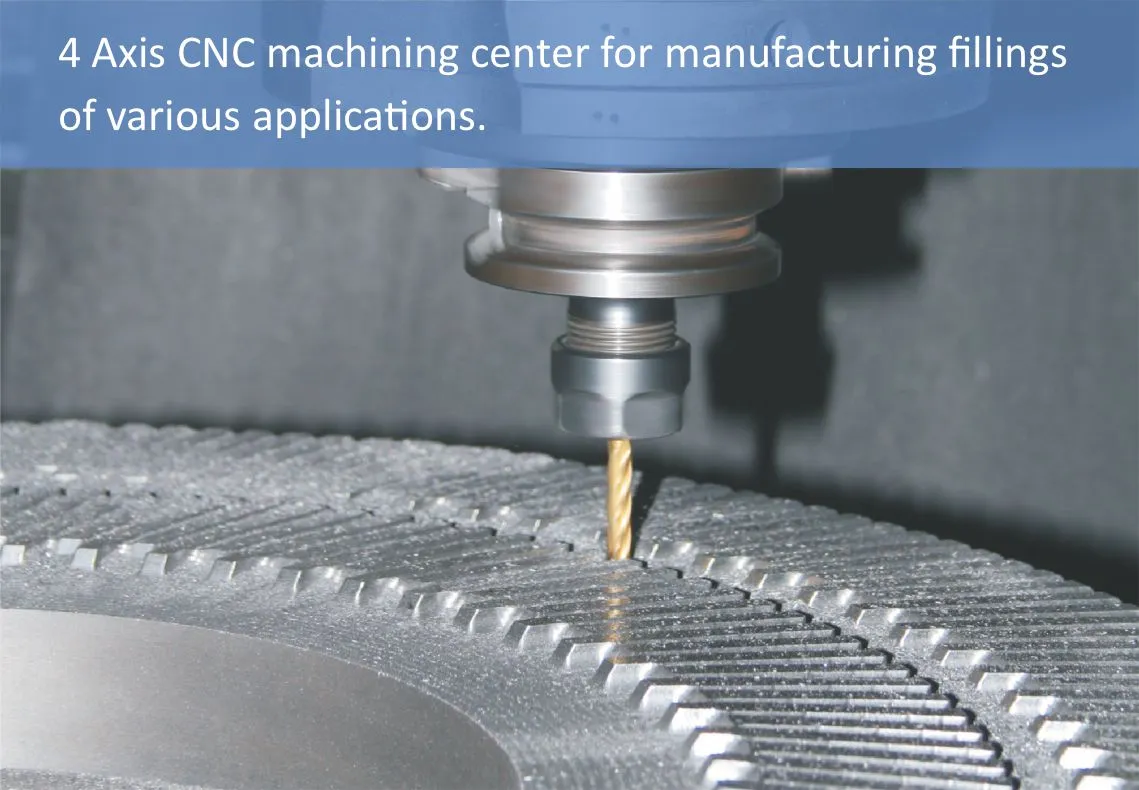 4-axis CNC machining center for manufacturing Finedge Milled refiner plates at Parason facility